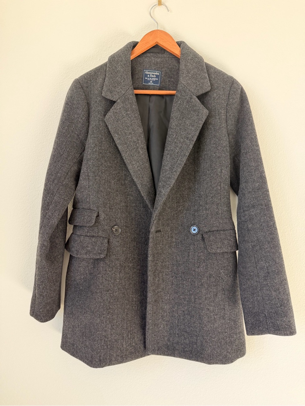 Abercrombie & Fitch Gray Wool Blend Peacoat